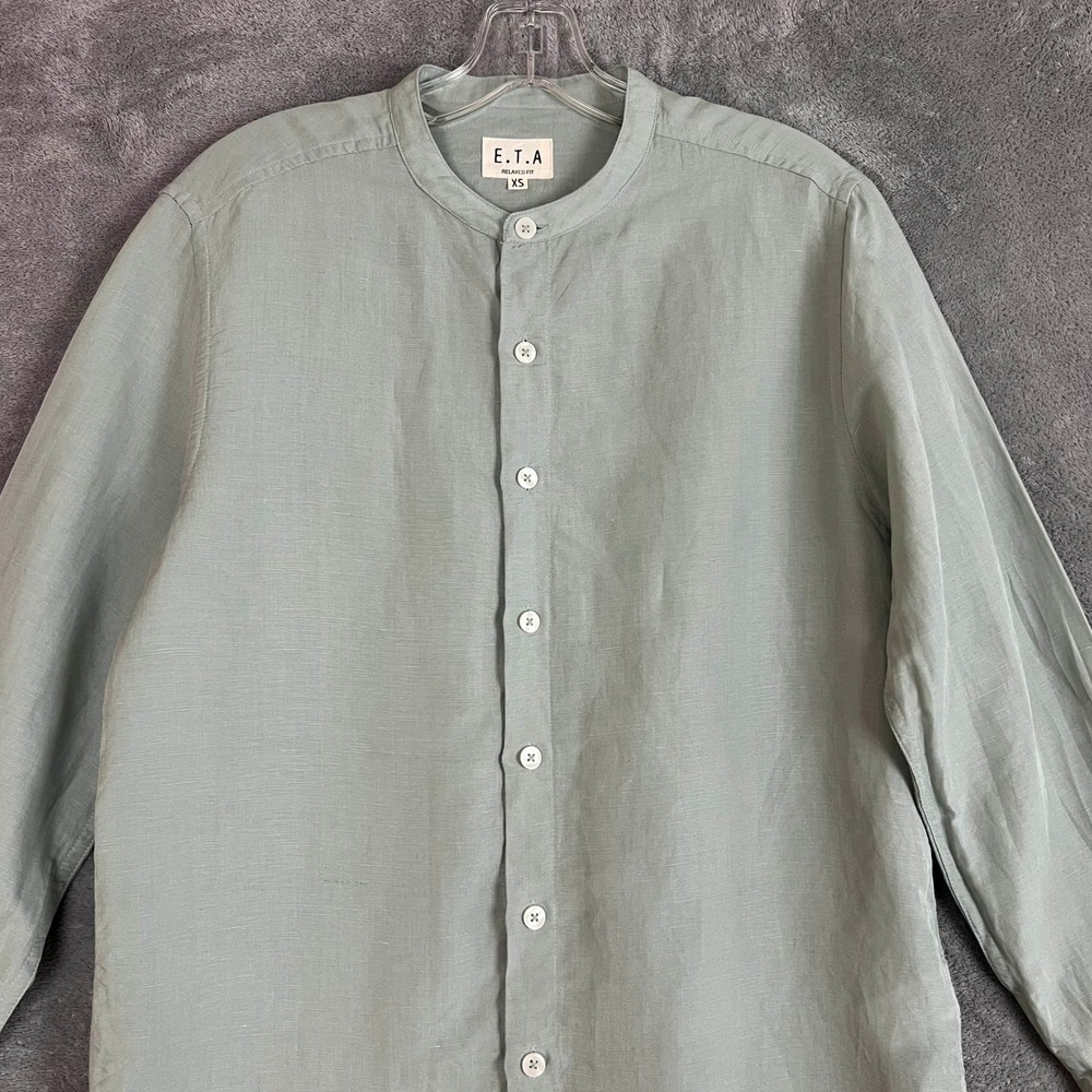 ETA By Westside Button Down Shirt Womens XS Linen Blend Minimalist Sustainable